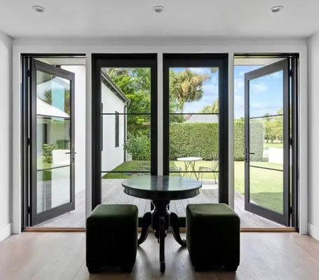 Специальные черные теплоизоляционные стеклянные качающиеся двери с порошковым покрытием из алюминиевого сплава